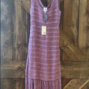dRA Los Angeles TROPEA DRESS Crochet Lavender Bohemian Festival Sz M NWT